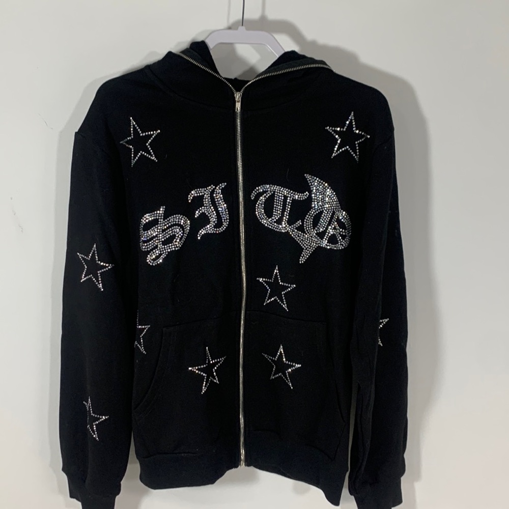 Full zip rhinestone jacket